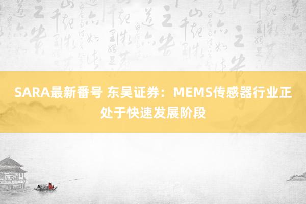 SARA最新番号 东吴证券：MEMS传感器行业正处于快速发展阶段